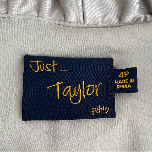 Just Taylor Champagne Satin Cocktail Dress SZ 4P - Picture 8 of 9